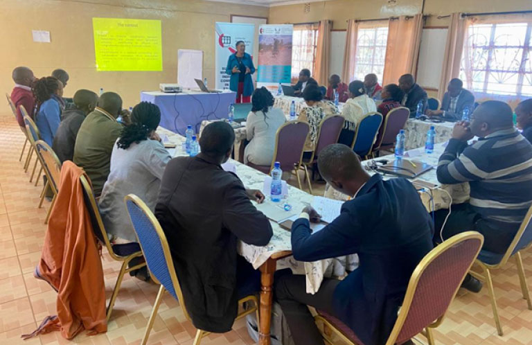 Photo Captured by Salome Owuonda at ACK – Kajiado, Kajiado County – Kenya on 21st July, 2022 during the establishment of Kajiado Climate Smart Agriculture multistakeholder Platform. Presenting is Daphne Muchai of WoFaAK